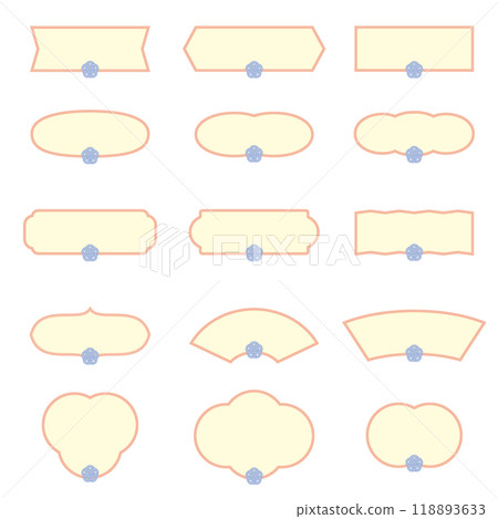 Illustration set of Japanese style, plum knotted Mizuhiki text frame Illustration set of Japanese style, plum knotted Mizuhiki text frame 118893633