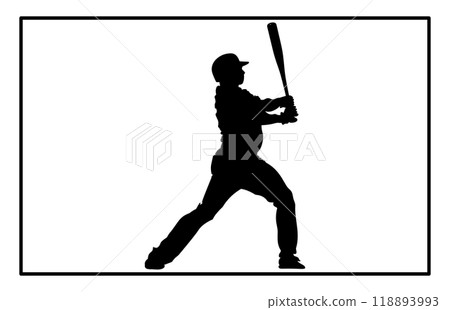 silhouette of a person playing baseball, Baseball Batter Hitting Ball with Bat for Home Run silhouette. silhouette of a person playing baseball, Baseball Batter Hitting Ball with Bat for Home Run silhouette. 118893993