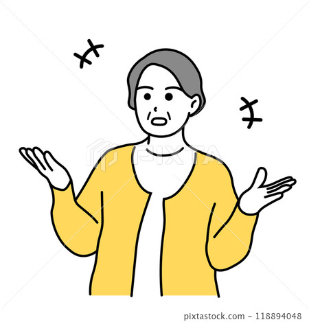 Illustration of an elderly woman talking 118894048
