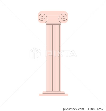 Vector illustration with a large vintage marble column isolated on a white background Vector illustration with a large vintage marble column isolated on a white background 118894257