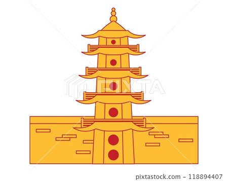 China temple pagoda sacred holy place tourism historical attraction Chinese oriental architecture building design icon set China temple pagoda sacred holy place tourism historical attraction Chinese oriental architecture building design icon set 118894407