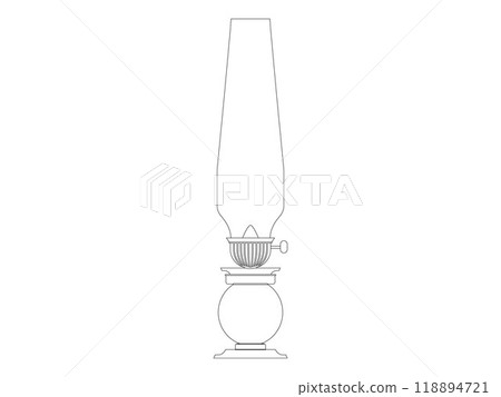 Traditional old lamp fire lantern antique unique paraffin kerosene light vintage retro design set outline 118894721