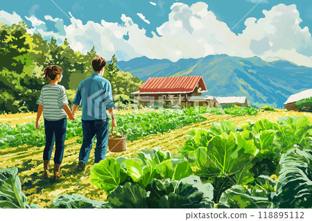 Men and women working in the countryside 118895112