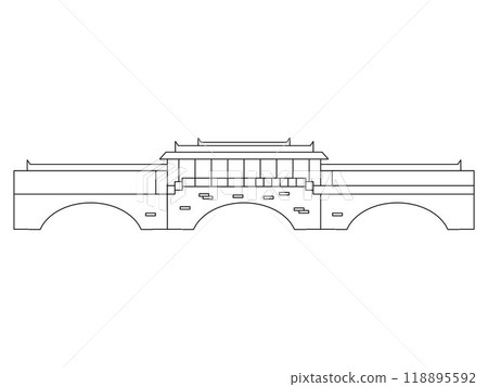 China traditional oriental bridge Chinese architectural building style tourism destination sightseeing place outline design icon China traditional oriental bridge Chinese architectural building style tourism destination sightseeing place outline design icon 118895592