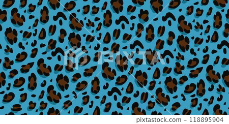 Leopard seamless pattern. Animalistic print for fabric, paper. Vector hand-drawn background 118895904