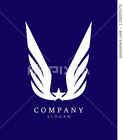 winged white star on dark blue 118895979