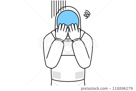 太空人沮喪並摀住臉 太空人沮喪並摀住臉 118896279