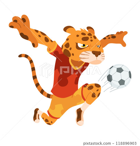 Animal playing football. Cute soccer team player position. Sport is for everyone. Funny vector character illustration 118896903