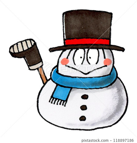 戴著高頂帽子的雪人 118897186