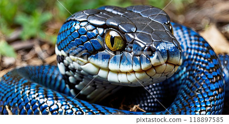 Blue viper snake 118897585