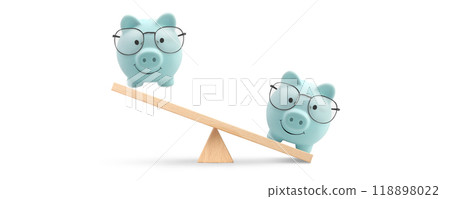 Piggy bank on balance scale  Gender pay equality conceptt 118898022
