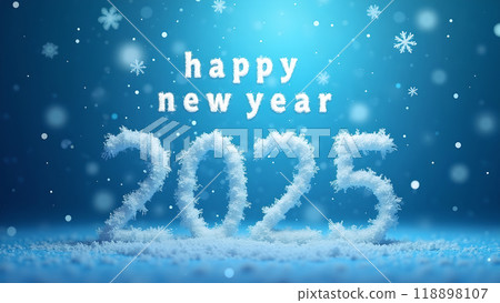 Snowflakes Falling Over a Blue Gradient Background happy new year 2025 Snowflakes Falling Over a Blue Gradient Background happy new year 2025 118898107
