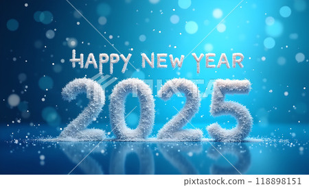 Snowflakes Falling Over a Blue Gradient Background happy new year 2025 118898151