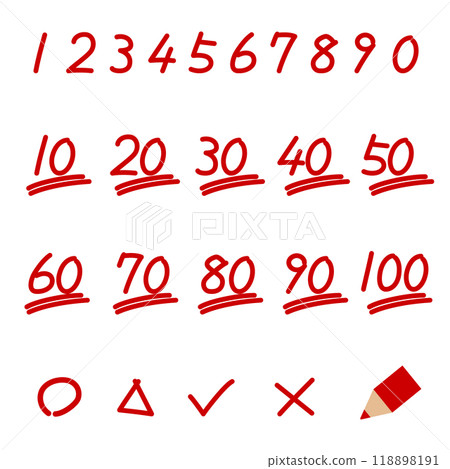 Various hand-drawn numbers and figures 118898191