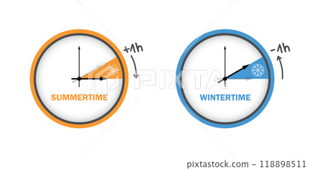 summer and winter time clock daylight saving vector illustration 118898511