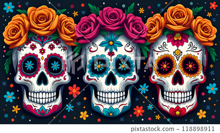 Sugar Skulls Face Paint Designs day of the dead Sugar Skulls Face Paint Designs day of the dead 118898911
