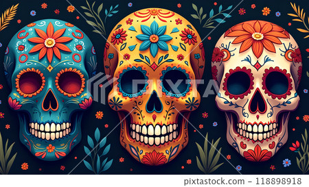 Sugar Skulls Face Paint Designs day of the dead 118898918