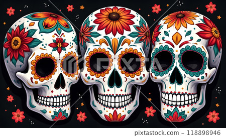 Sugar Skulls Face Paint Designs day of the dead Sugar Skulls Face Paint Designs day of the dead 118898946