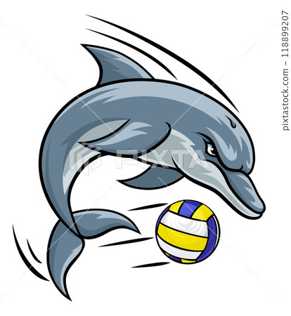 Dolphin Animal Volleyball Ball Sports Team Mascot 118899207
