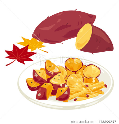 地瓜糖果放在盤子上 地瓜糖果放在盤子上 118899257