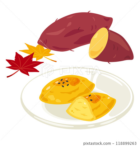 地瓜和地瓜放在盤子裡 地瓜和地瓜放在盤子裡 118899263