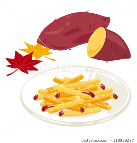 Imo kenpi 盛在盤子裡，配上地瓜 118899287