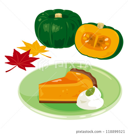 南瓜餡餅和南瓜放在盤子上 南瓜餡餅和南瓜放在盤子上 118899321
