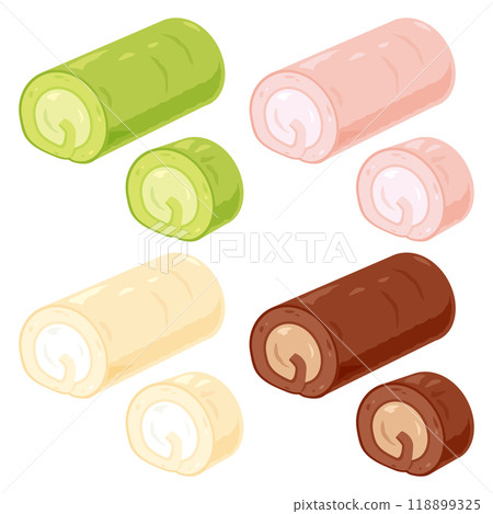 A set of various simple roll cakes A set of various simple roll cakes 118899325