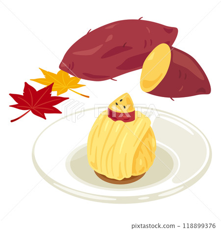 地瓜勃朗峰和地瓜放在盤子上 118899376