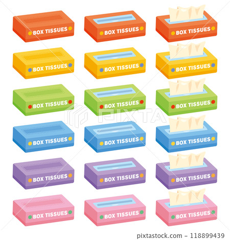 Various colored tissue box set 118899439
