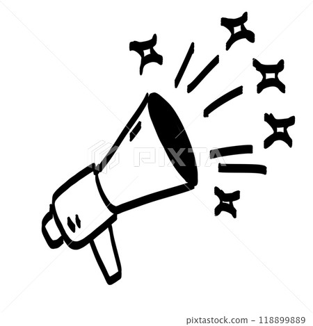 Loudspeaker doodle drawing. Marketing megaphone announce or broadcast. Emergency bullhorn speaker. Cartoon loud alert warning. Sketch media propaganda Loudspeaker doodle drawing. Marketing megaphone announce or broadcast. Emergency bullhorn speaker. Cartoon loud alert warning. Sketch media propaganda 118899889