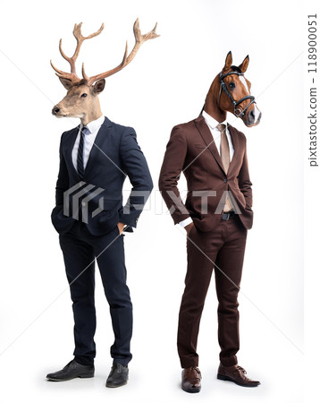 鹿員工、馬員工、白癡員工組合全身 118900051