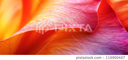 Colorful petal with water drops, close-up view 118900487