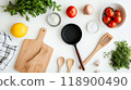 Cooking ingredients on a kitchen countertop 118900490