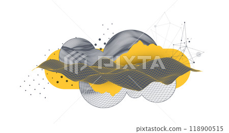 Abstract art wireframe background. Modern science or technology art elements. Surface illustration. Hand made vector. 118900515
