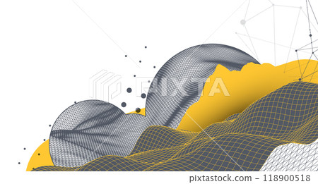 Abstract art wireframe background. Modern science or technology art elements. Surface illustration. Hand made vector. Abstract art wireframe background. Modern science or technology art elements. Surface illustration. Hand made vector. 118900518