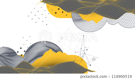 Abstract art wireframe background. Modern science or technology art elements. Surface illustration. Hand made vector. 118900519