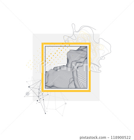 Abstract art wireframe background. Modern science or technology art elements. Surface illustration. Hand made vector. 118900522