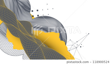 Abstract art wireframe background. Modern science or technology art elements. Surface illustration. Hand made vector. 118900524
