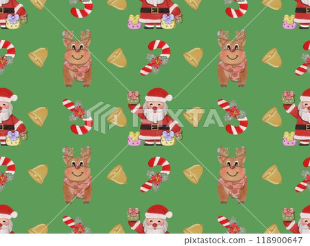 Christmas seamless pattern for festival background design. on green and red color background. 118900647
