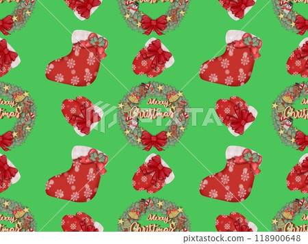 Christmas seamless pattern for festival background design. on green and red color background. 118900648