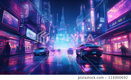 Near future city (AI generated image) 118900692