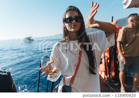 A FunFilled Day at Sea Enjoying the Sun, Having Fun with Friends, and Seeking Adventure 118900920