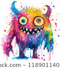 Cute Monsters in Neon Watercolors 118901140