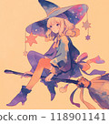 Cute Witch's Broom in Halloween Night 118901141