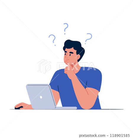 Man character works and thinks Man character works and thinks 118901585