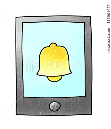 Analog-style smartphone with a simple bell logo Analog-style smartphone with a simple bell logo 118901675