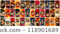 Mega collection of 36 social media story background ramen. used for japanese restaurant advertising 118901689