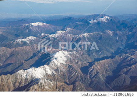 Aerial view of the Northern Alps: Flight from Haneda Airport to Komatsu Airport Aerial view of the Northern Alps: Flight from Haneda Airport to Komatsu Airport 118901696