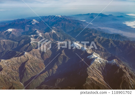 Aerial view of the Northern Alps: Flight from Haneda Airport to Komatsu Airport Aerial view of the Northern Alps: Flight from Haneda Airport to Komatsu Airport 118901702